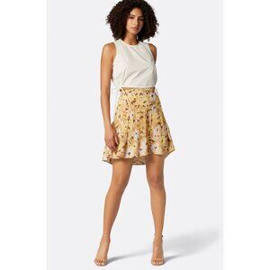 JOIE Lesly Amber Gold Yellow Floral Silk Chiffon Flowy Mini Skirt, Size 6